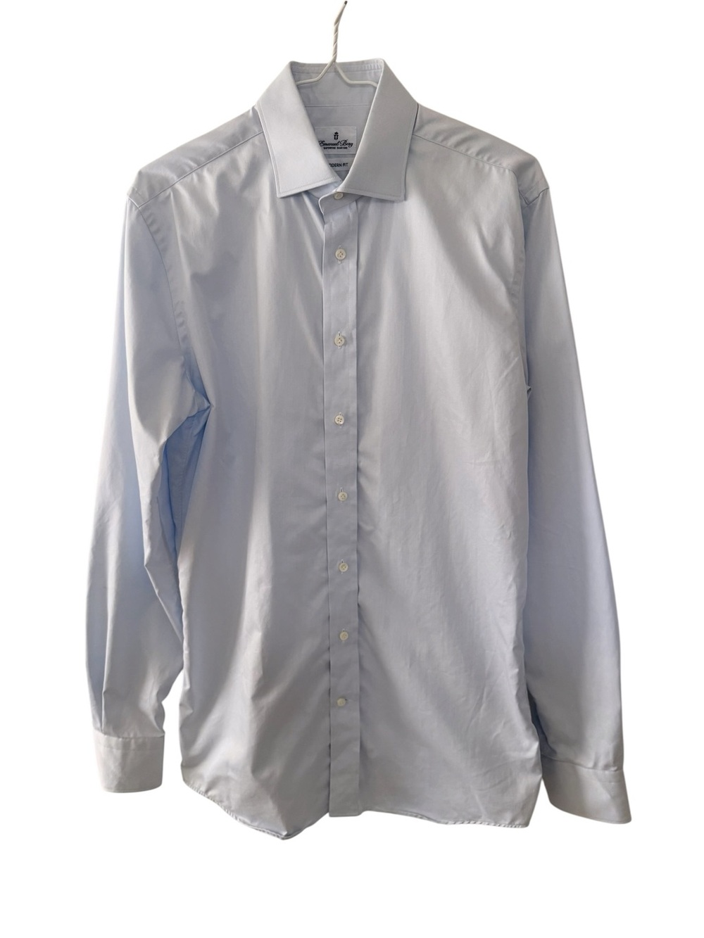 Emanuel Berg Modern Fit Mr Crown Luxury Dress Shirt Light Blue Cotton Size 15 S